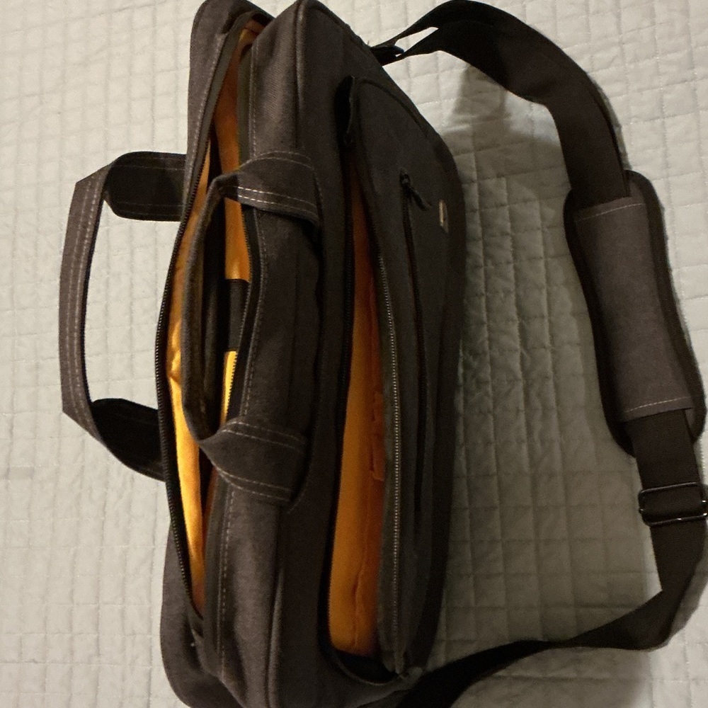 Grey Canvas Laptop Briefcase Bag - Picture 4 of 10